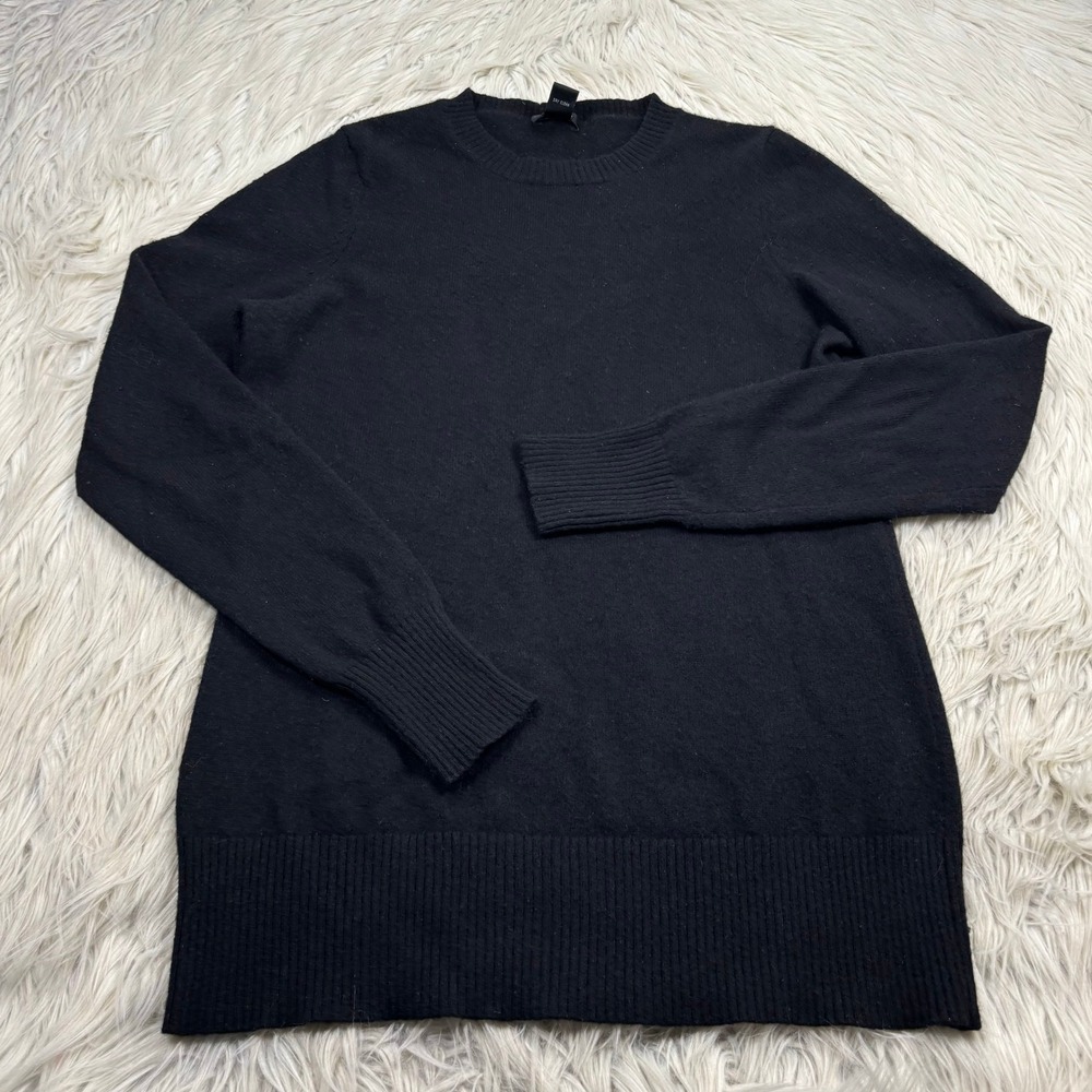 Only Mine Women's M Black 100% Cashmere Crew Pullover Sweater Quiet Luxury Chic